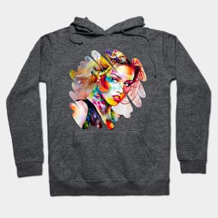 Color splashed girl looking pensive Hoodie